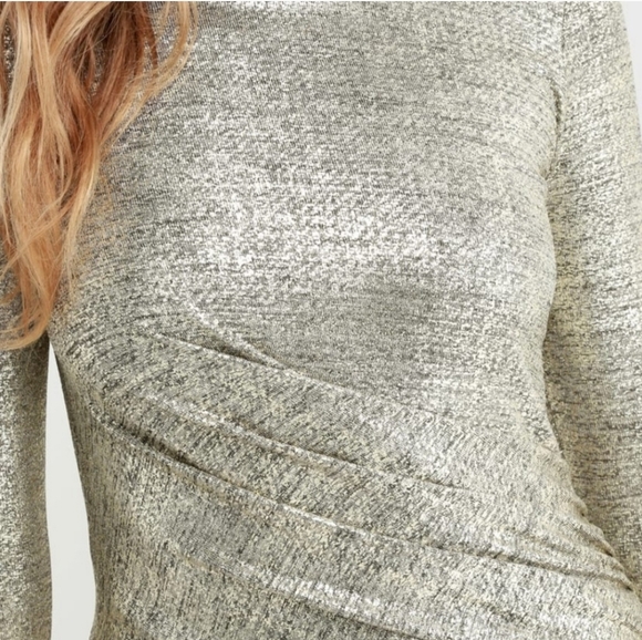 COPY - Lulus Luxe of My Life Metallic Gold Long Sleeve Bodycon Dress Medium - Picture 4 of 14